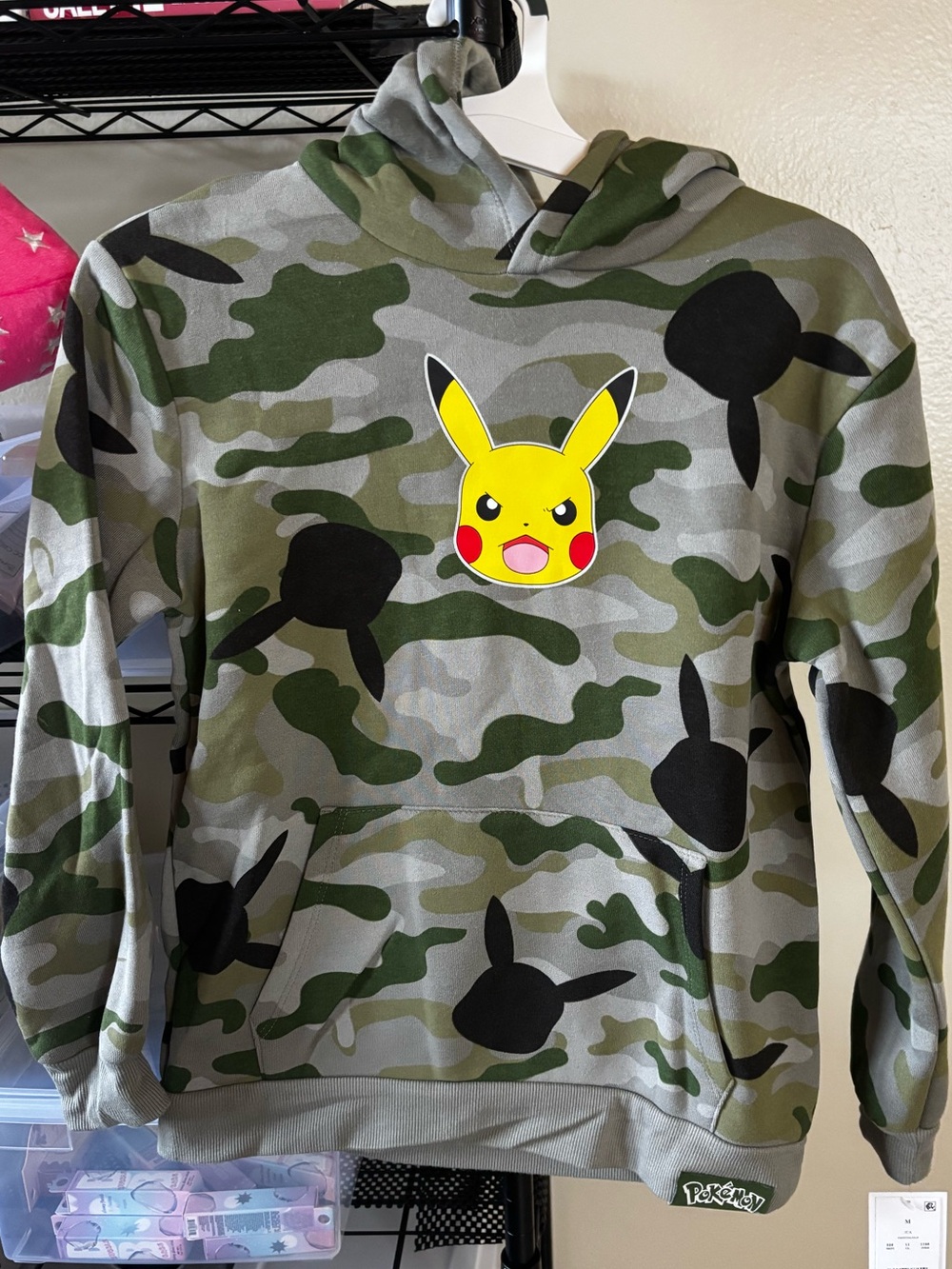 Kids' Camouflage Pikachu Pullover Hoodie - Green
